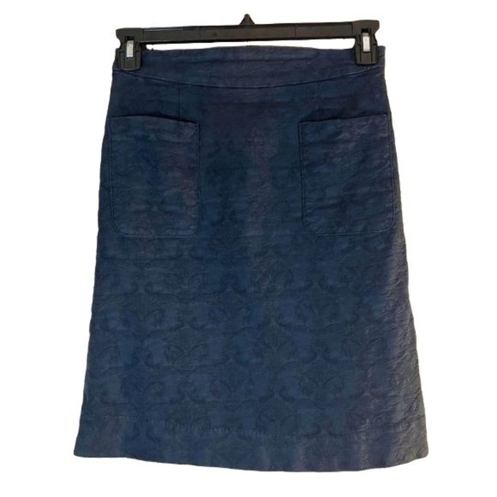Anthropologie Moulinette Soeurs Skirt 0 Navy Blue Floral Texture